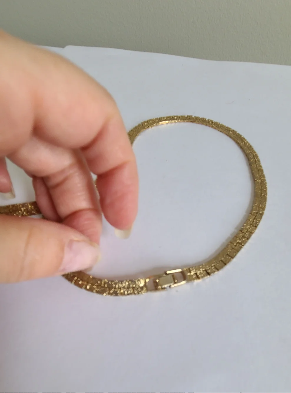 Vintage Retro Luxury Gold Plated Textured Flat 24 Inch Chain Necklace - Picture 13 of 14